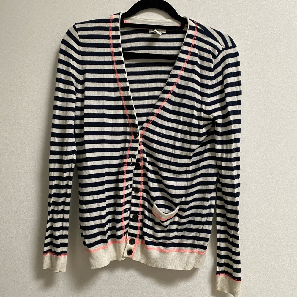 Forever 21 Button Contrast Stitch Striped Cardigan S